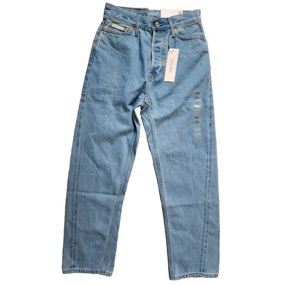 Nwt $168 Calvin Klein Jeans Women's Twisted Seam High-Rise Jeans Blue Selvedge